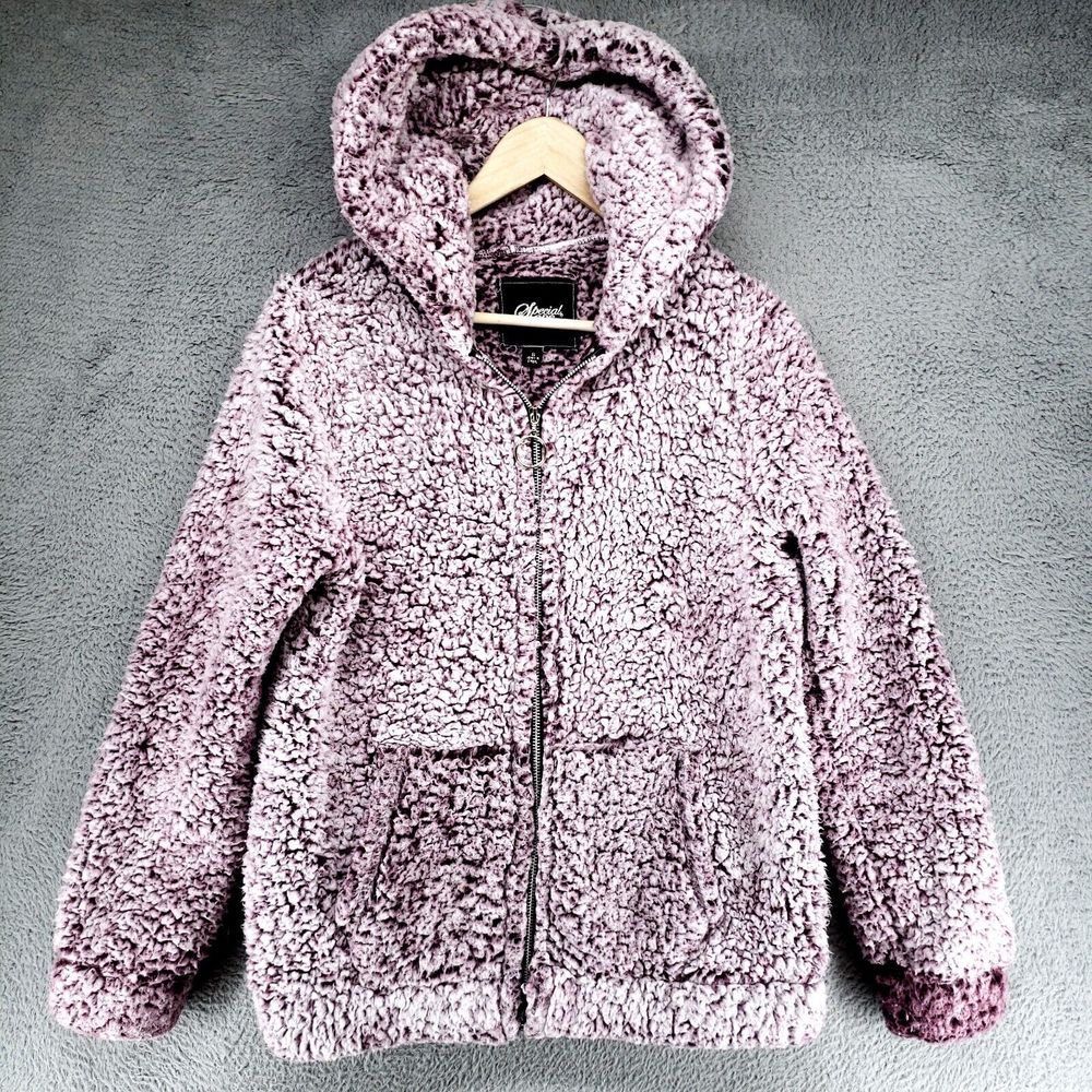 Special One Premium Collection Womens S‎ Hooded Sherpa Jacket Full Zip Purple